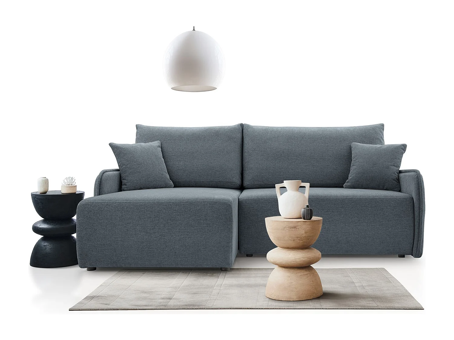 Ecksofa mit Schlaffunktion - Chenille - dunkelgrau - links - NETARRO