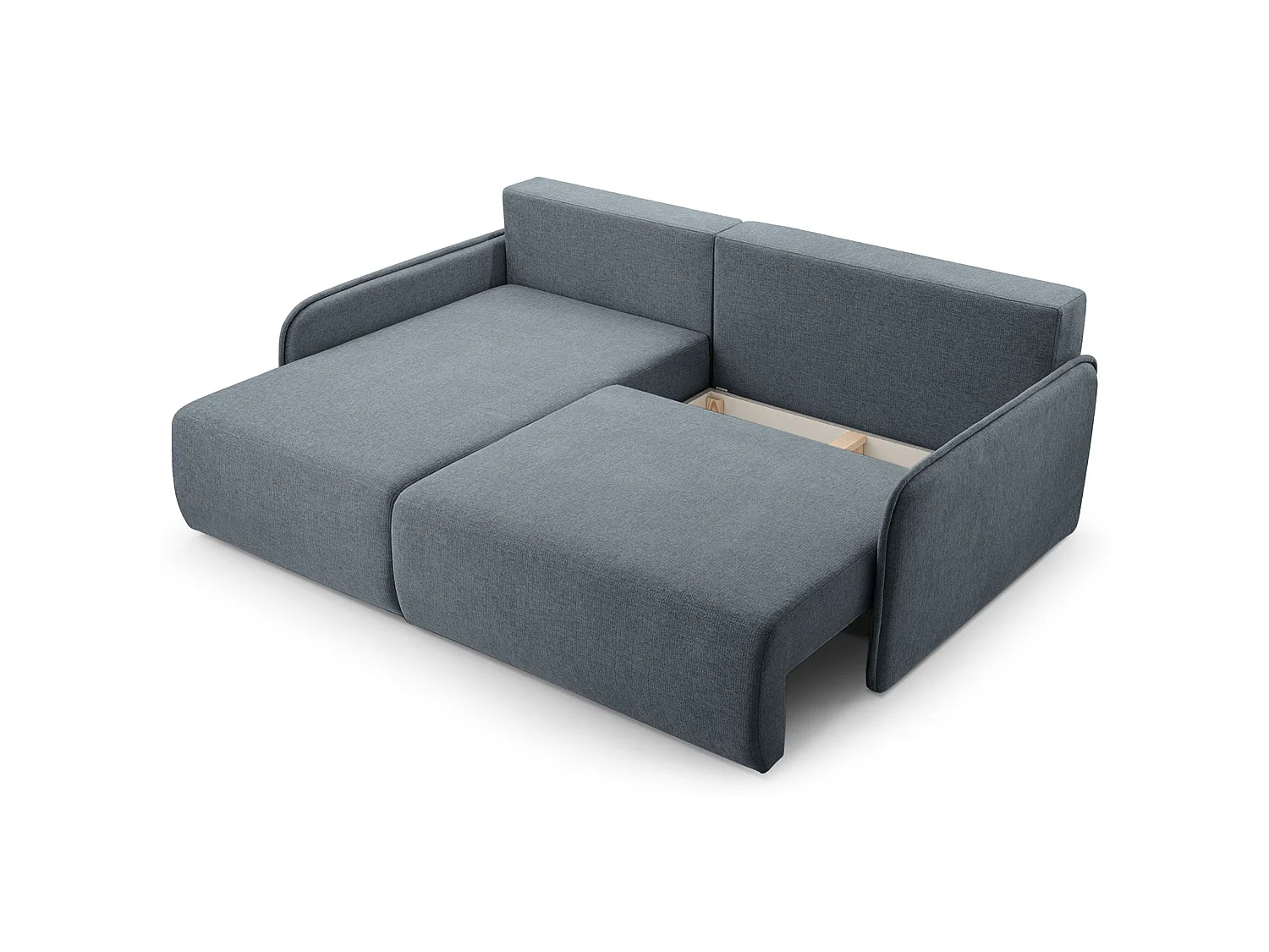 Canapé d'angle convertible 3 places en tissu chenille gris foncé