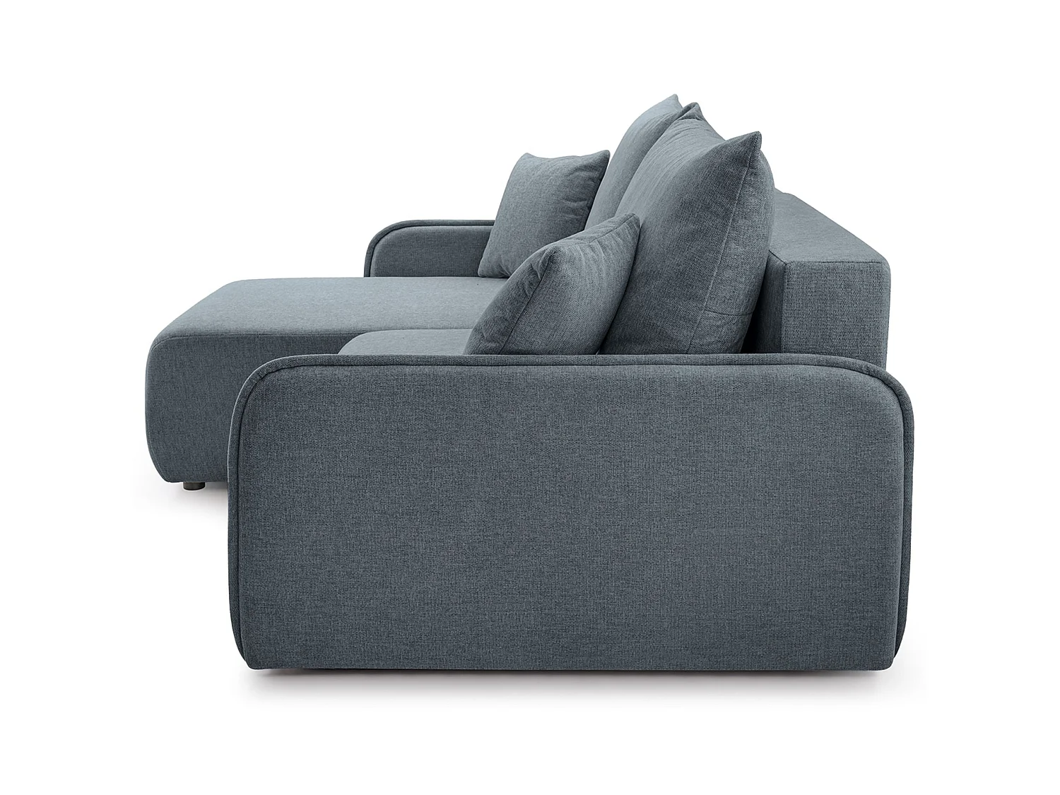 Canapé d'angle convertible 3 places en tissu chenille gris foncé