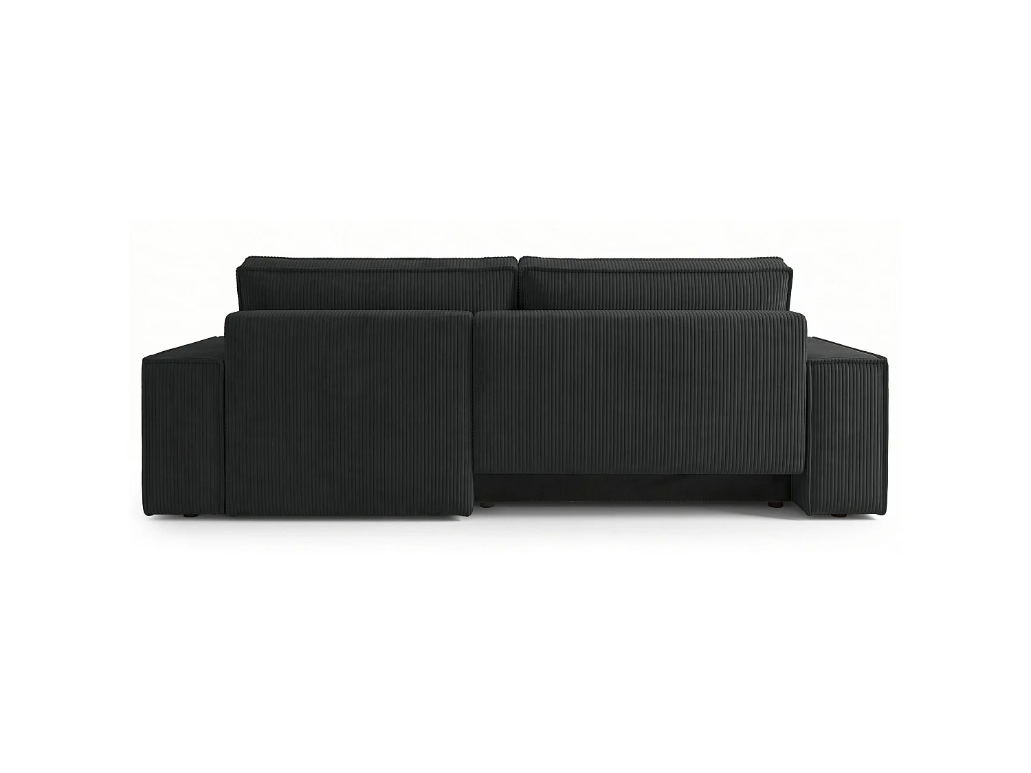 Canapé d'angle convertible 3 places en velours côtelé noir FARESE