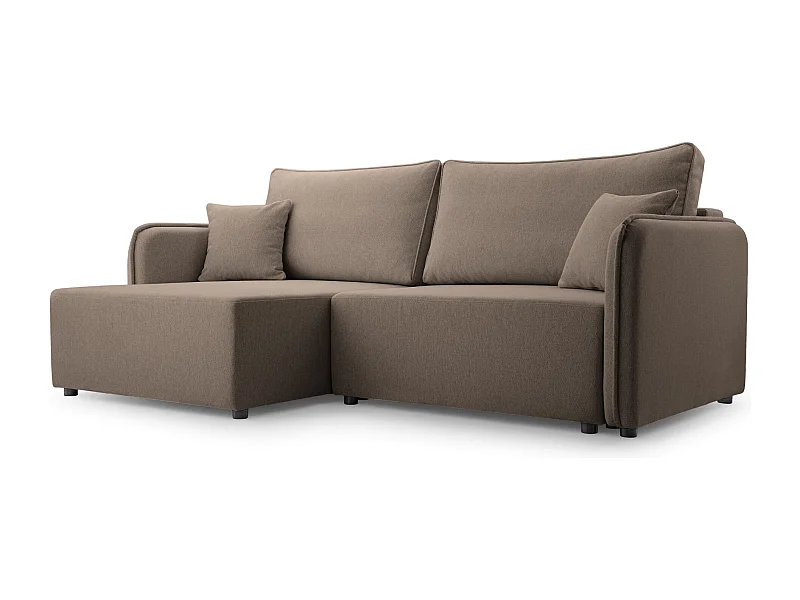 Canapé d'angle convertible – marron clair – côté gauche – KASSIAN