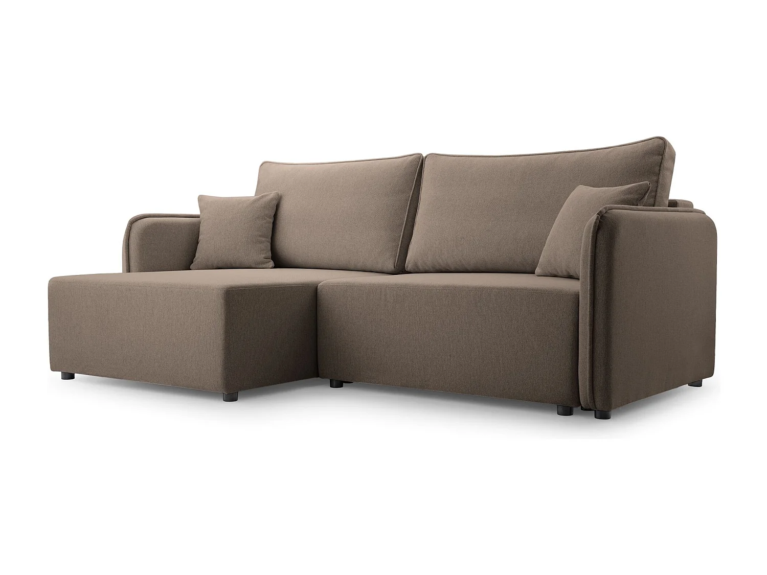 Ecksofa mit Schlaffunktion - Bettkasten - hellbraun - links - KASSIAN