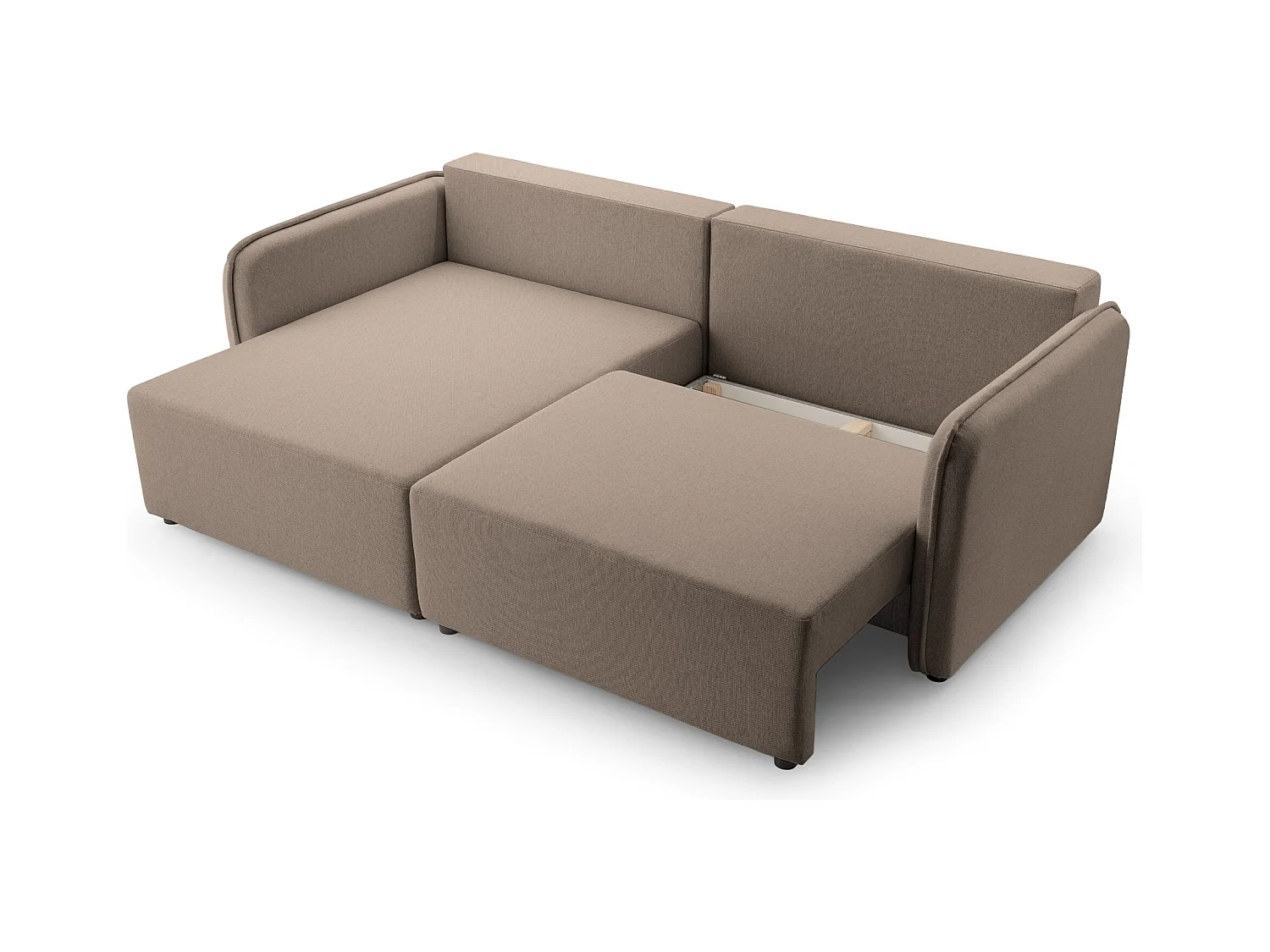 Ecksofa mit Schlaffunktion - Bettkasten - hellbraun - links - KASSIAN