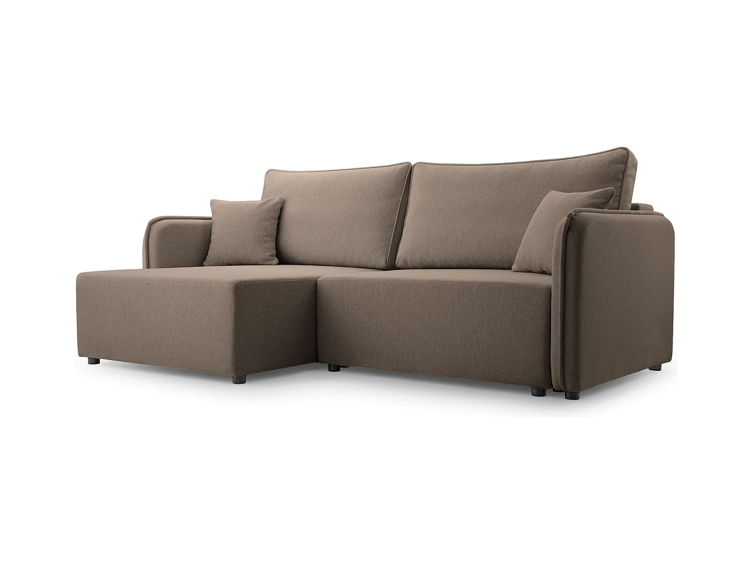 Canapé d'angle convertible – marron clair – côté gauche – KASSIAN