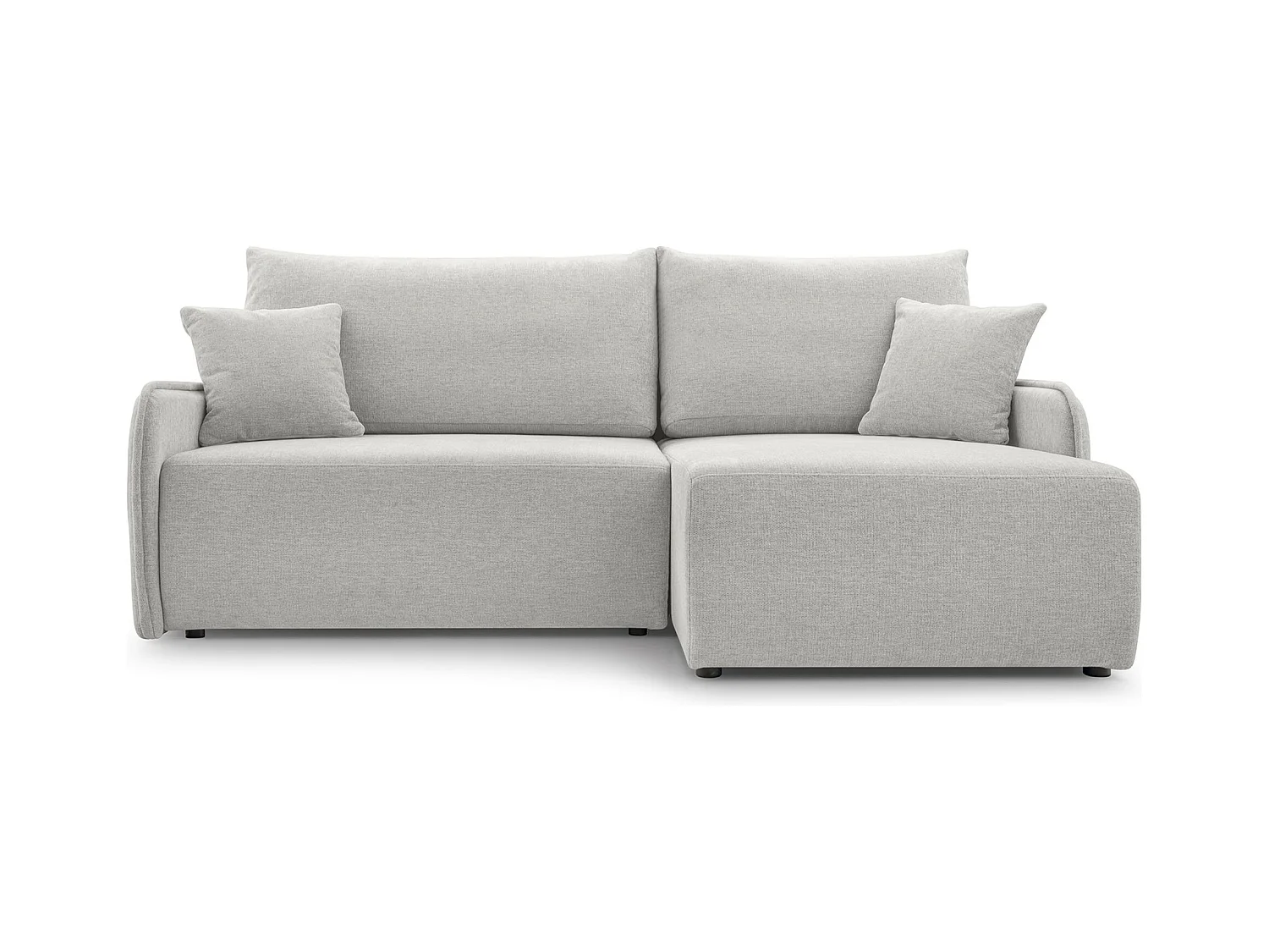 Ecksofa mit Schlaffunktion - Chenille - graubeige - rechts - NETARRO