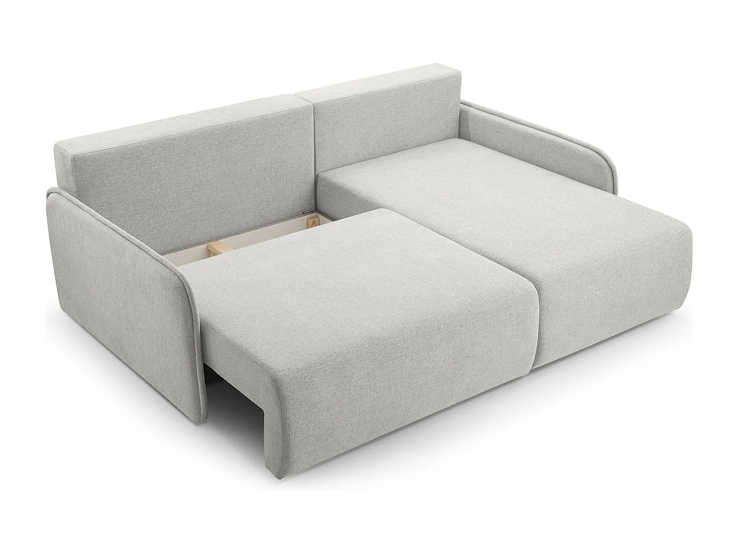 Ecksofa mit Schlaffunktion - Chenille - graubeige - rechts - NETARRO