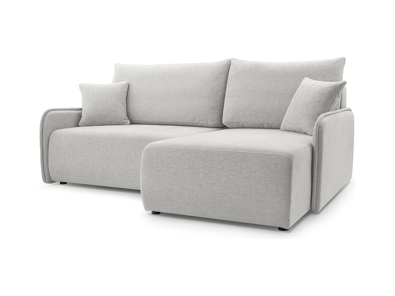 Canapé d'angle convertible – en tissu chenille gris-beige – côté droit – NETARRO