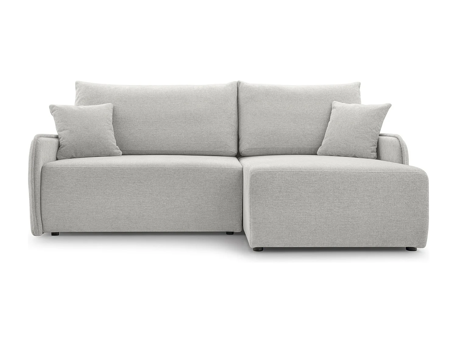 Ecksofa mit Schlaffunktion - Chenille - graubeige - rechts - NETARRO