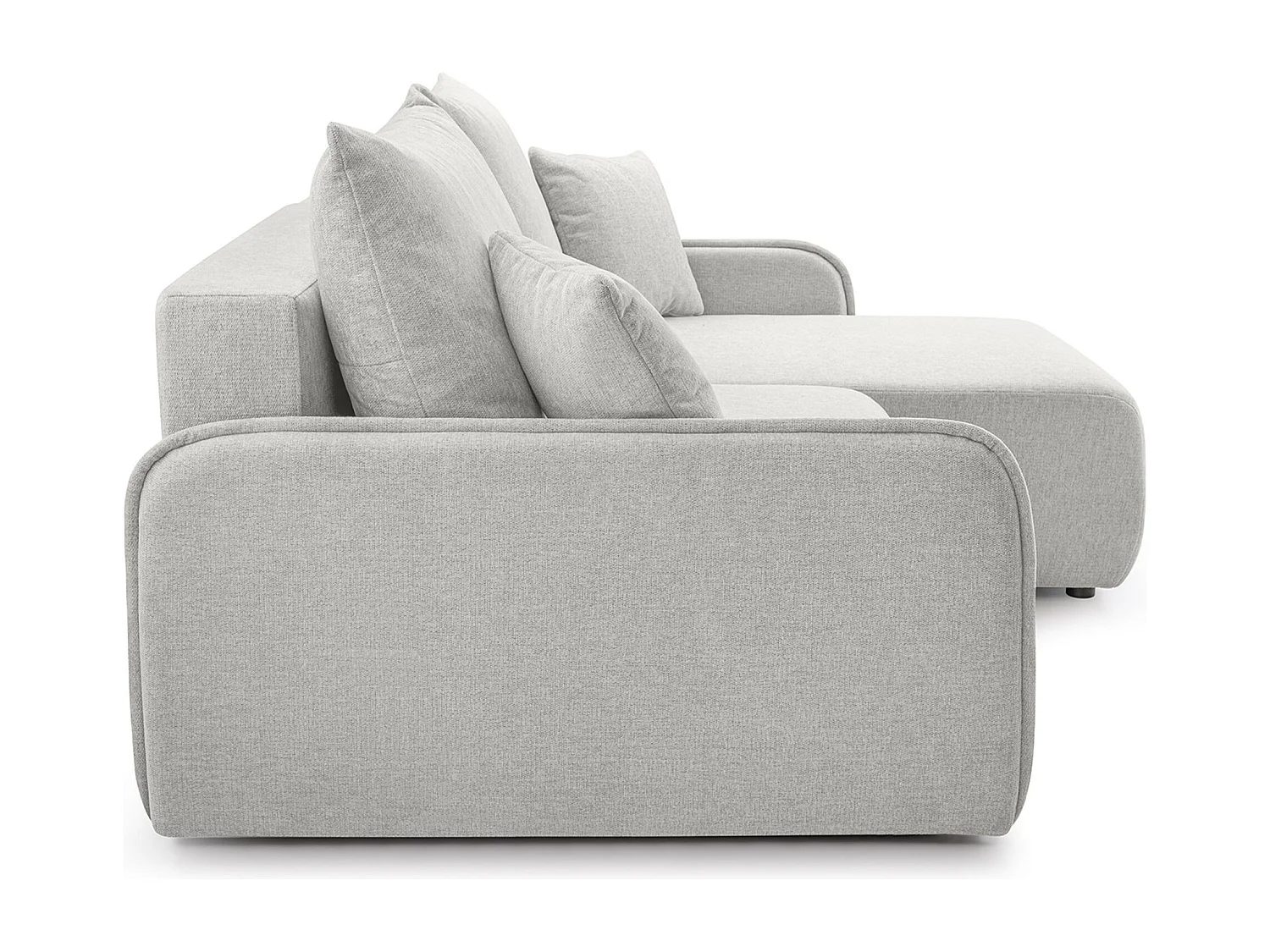 Ecksofa mit Schlaffunktion - Chenille - graubeige - rechts - NETARRO