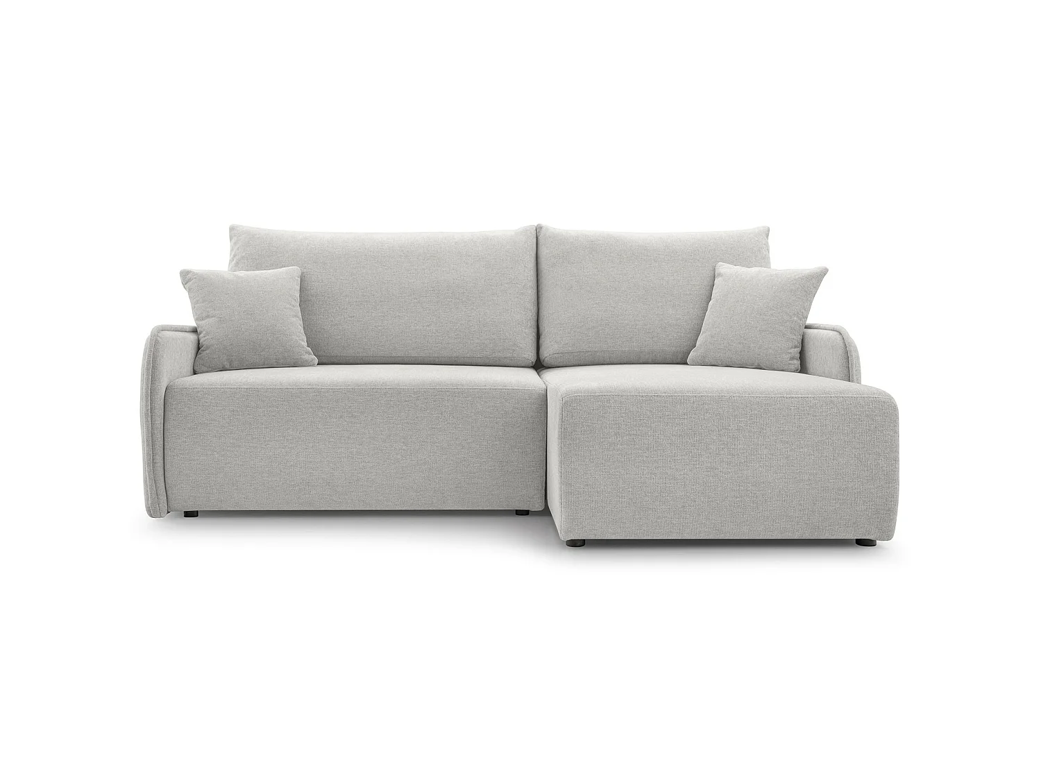 Canapé d'angle convertible 3 places en tissu chenille beige