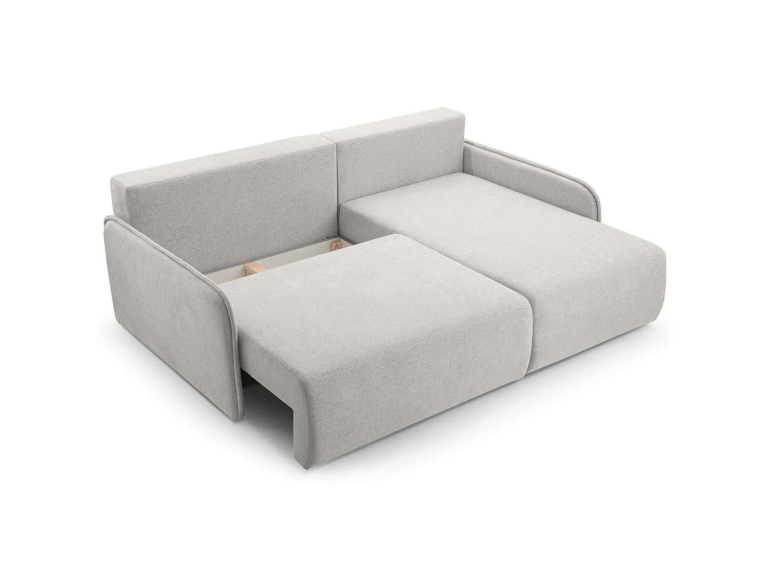 Canapé d'angle convertible 3 places en tissu chenille beige