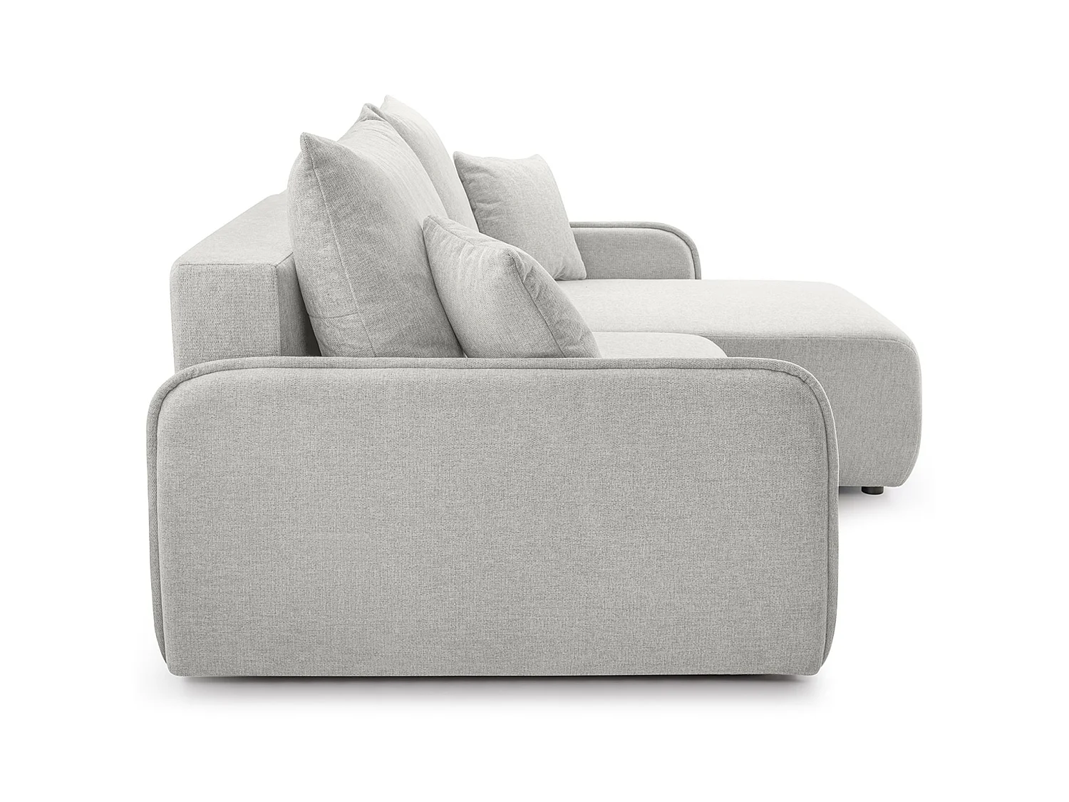 Canapé d'angle convertible 3 places en tissu chenille beige