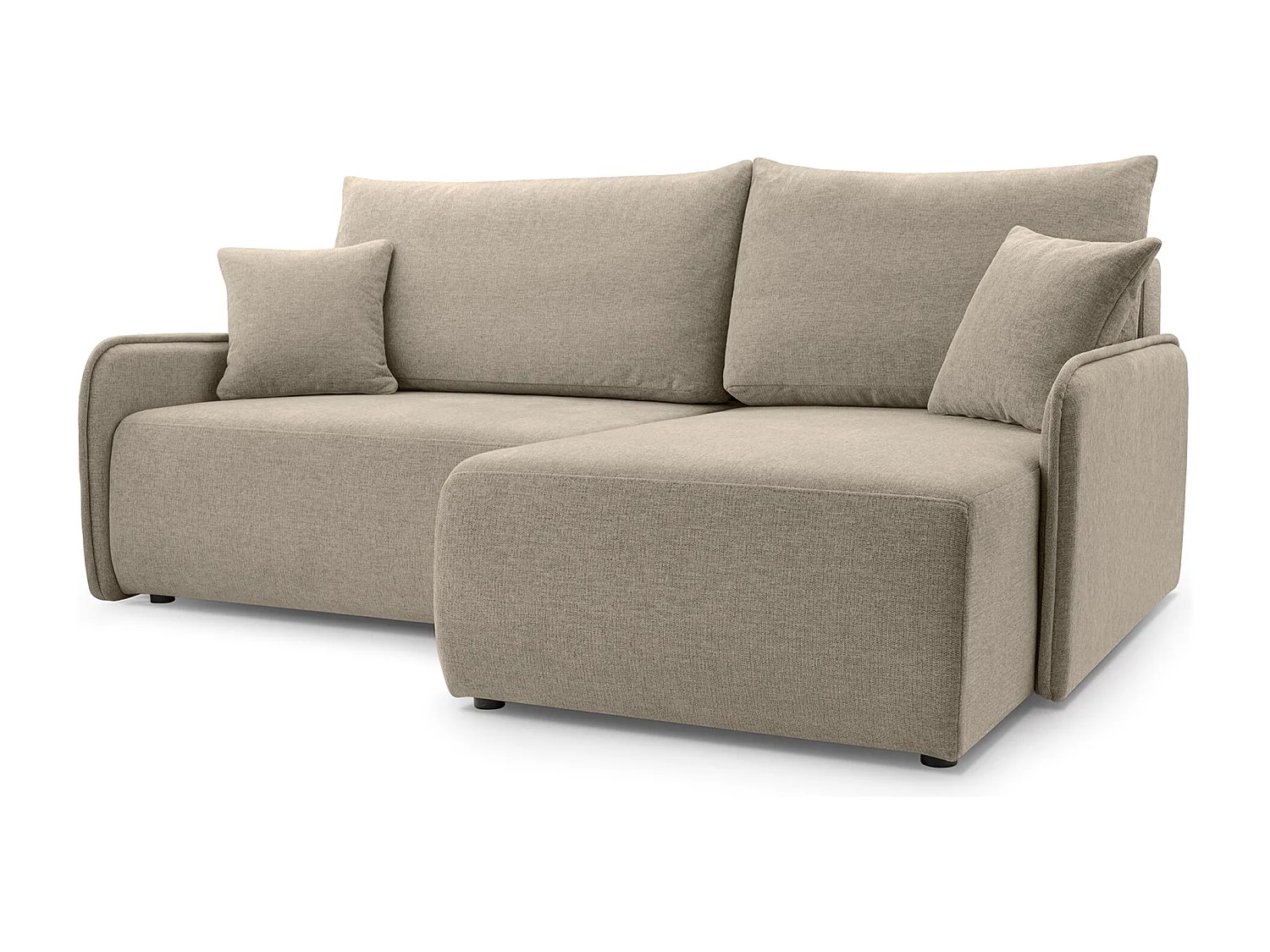Ecksofa mit Schlaffunktion - Chenille - dunkelbeige - rechts - NETARRO
