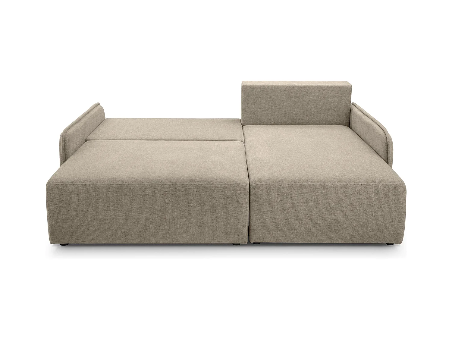 Ecksofa mit Schlaffunktion - Chenille - dunkelbeige - rechts - NETARRO