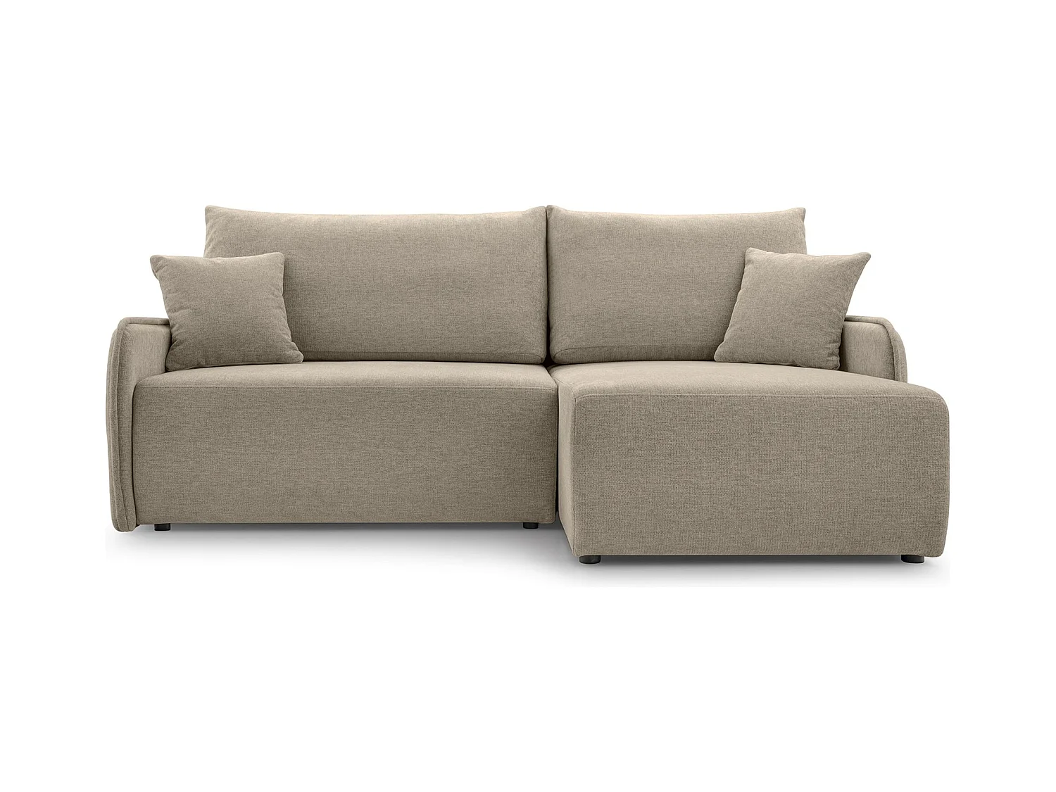 Ecksofa mit Schlaffunktion - Chenille - dunkelbeige - rechts - NETARRO