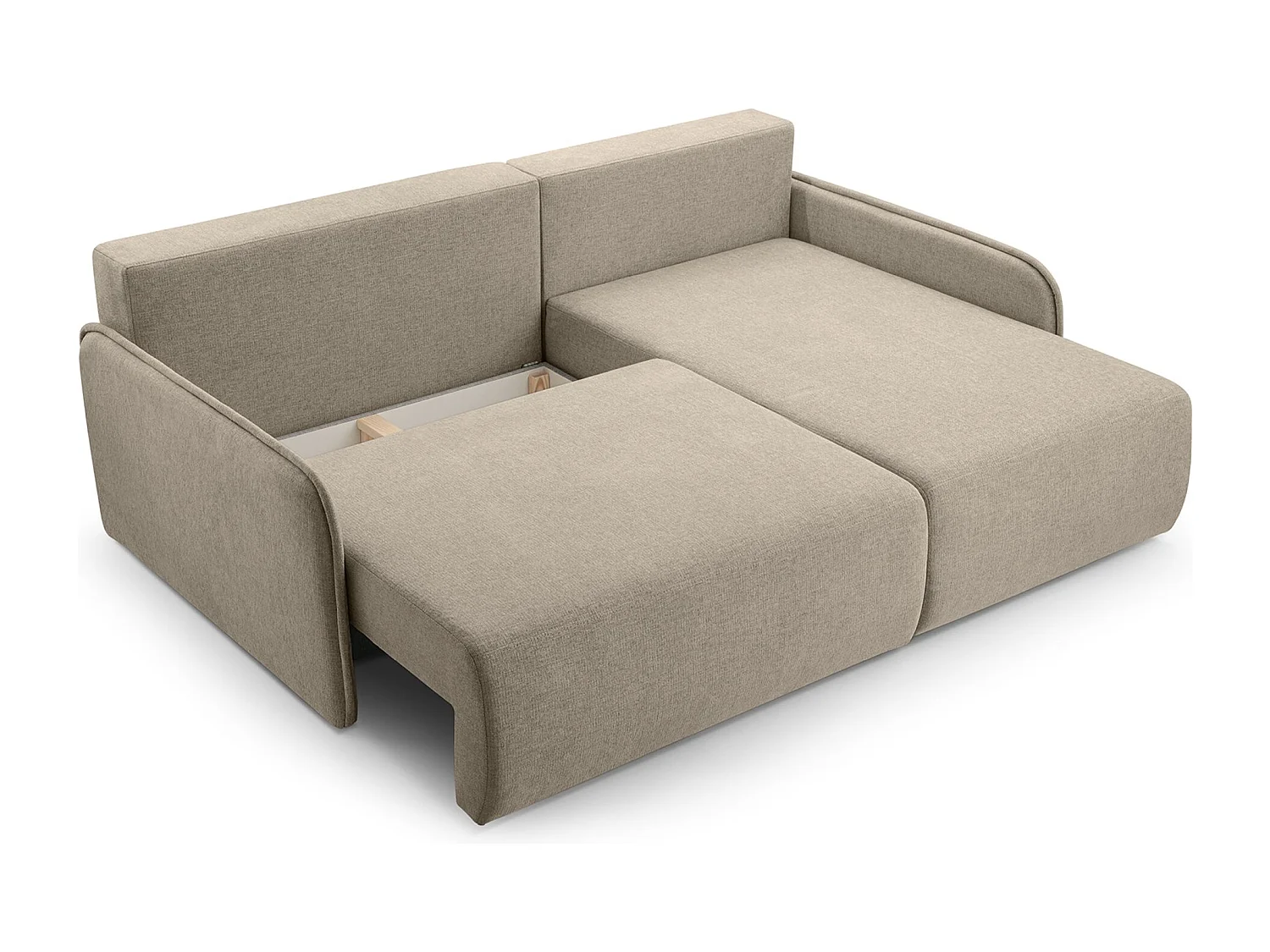 Ecksofa mit Schlaffunktion - Chenille - dunkelbeige - rechts - NETARRO