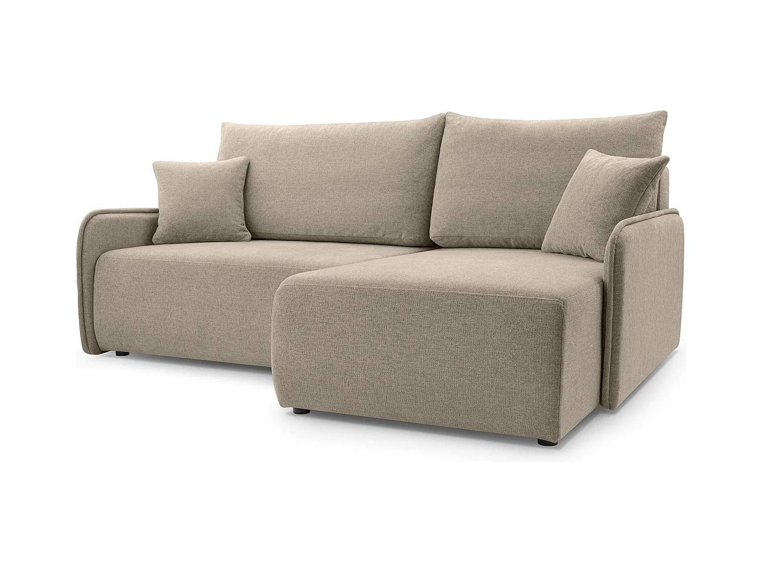 Canapé d'angle convertible – en tissu chenille beige foncé – côté droit – NETARRO
