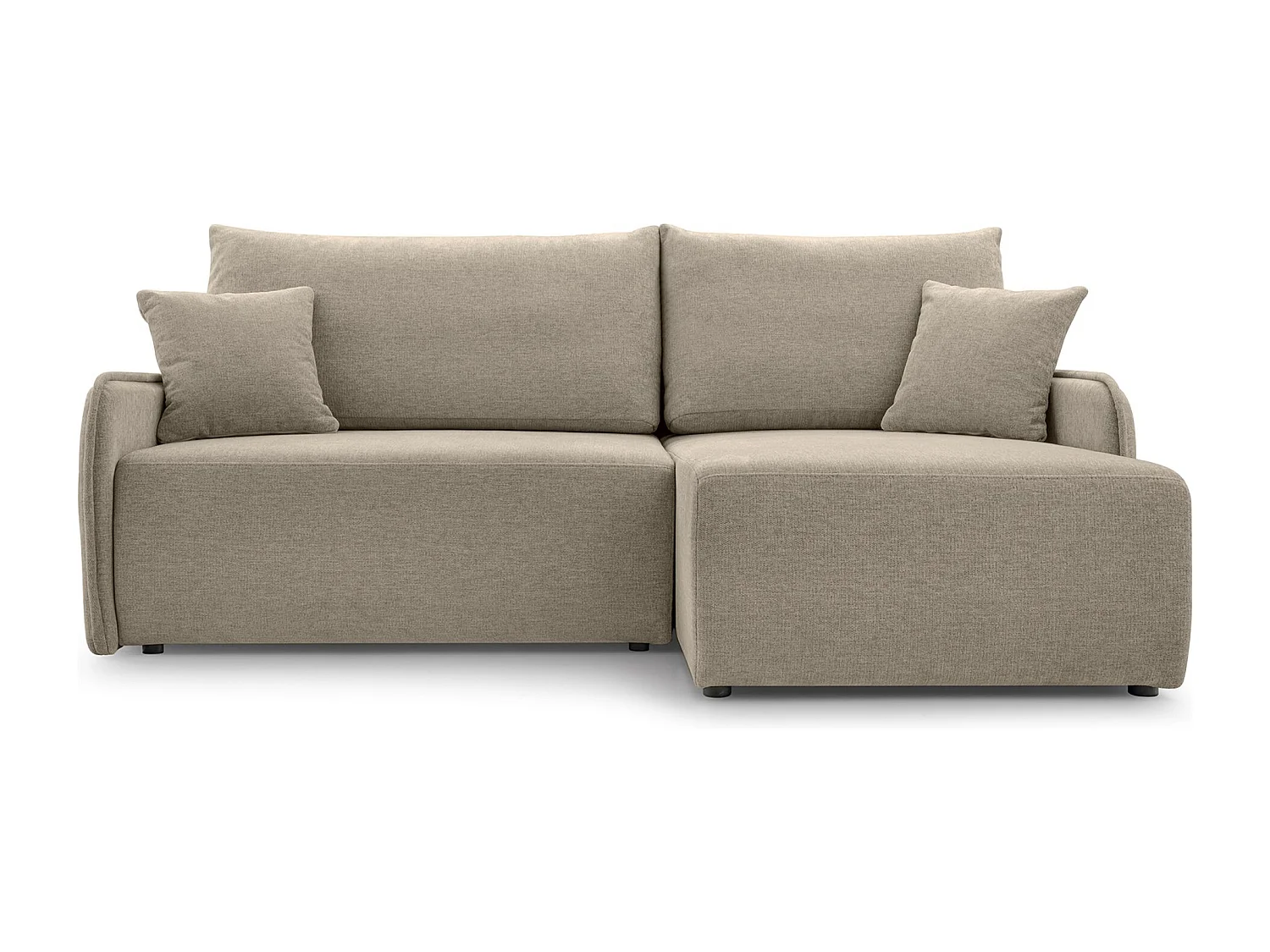 Canapé d'angle convertible – en tissu chenille beige foncé – côté droit – NETARRO