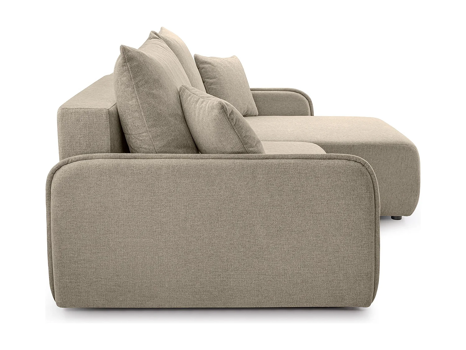 Canapé d'angle convertible – en tissu chenille beige foncé – côté droit – NETARRO