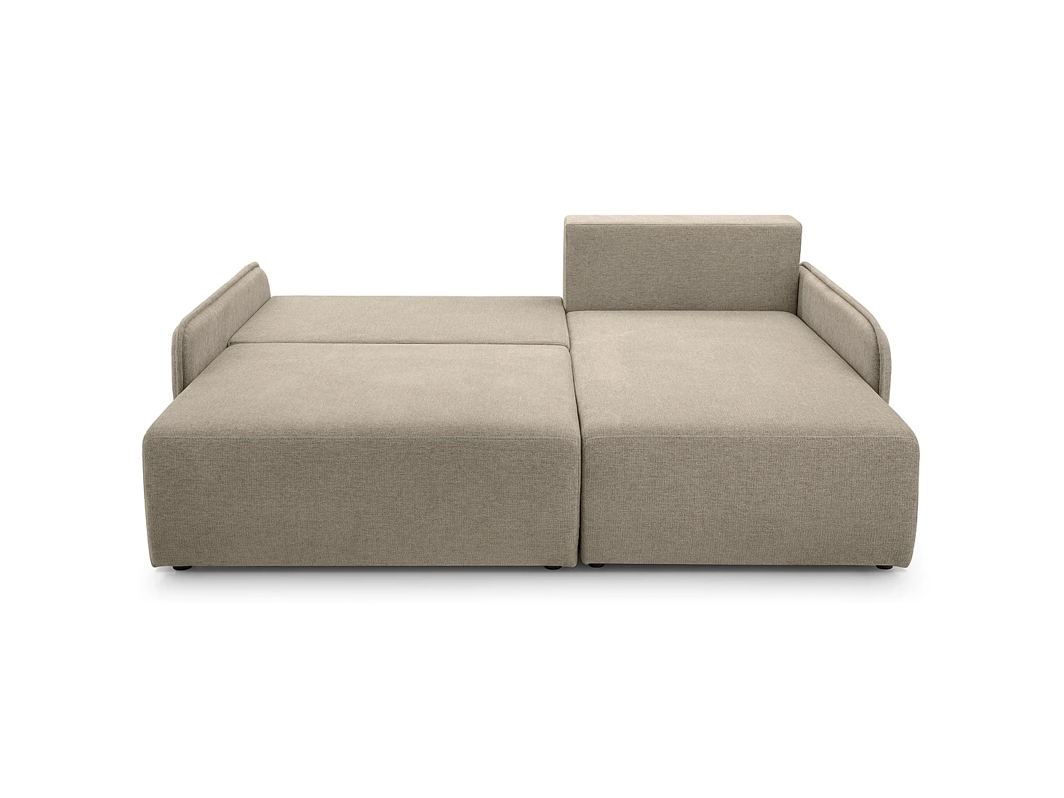 Canapé d'angle convertible 3 places en tissu chenille beige NETARRO
