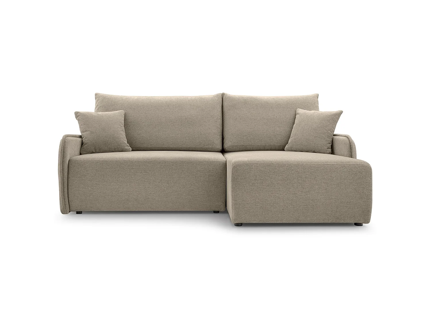 Canapé d'angle convertible 3 places en tissu chenille beige NETARRO