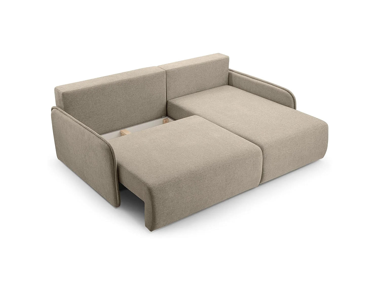 Canapé d'angle convertible 3 places en tissu chenille beige NETARRO