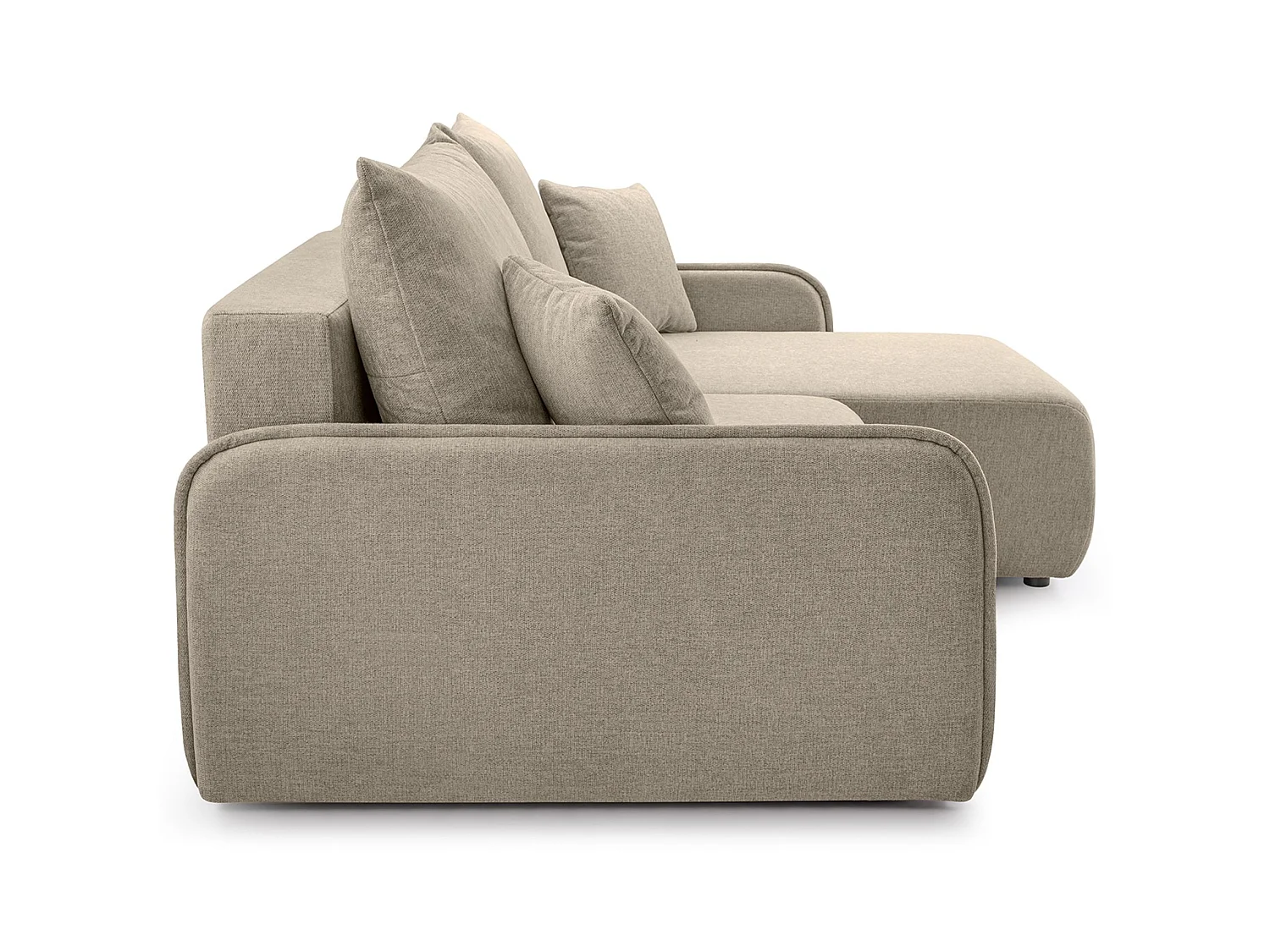 Canapé d'angle convertible 3 places en tissu chenille beige NETARRO