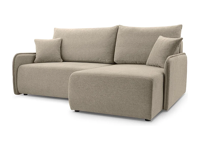 Canapé d'angle convertible – en tissu chenille beige foncé – côté droit – NETARRO