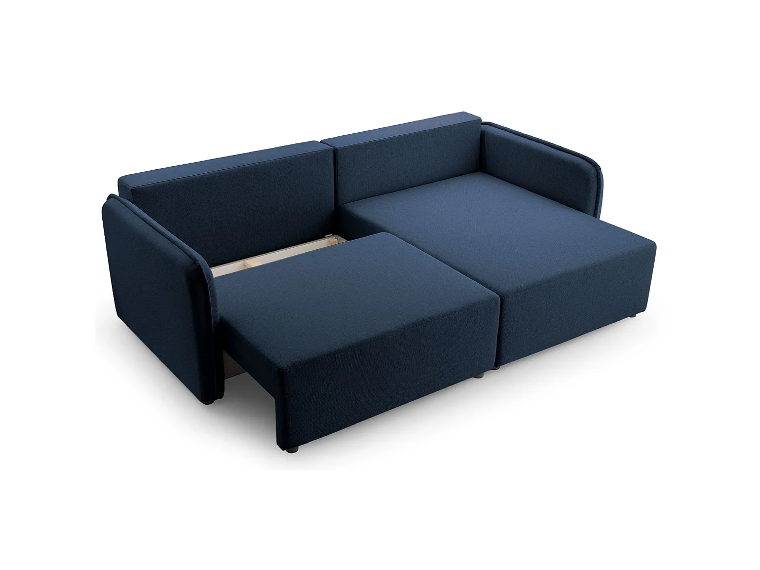 Canapé d'angle convertible 3 places en tissu bleu KASSIAN