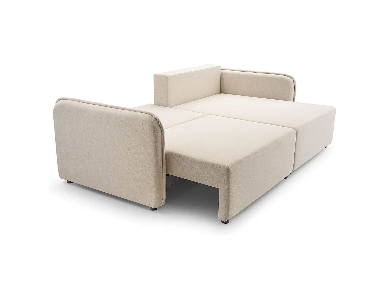 Canapé d'angle convertible 3 places en tissu beige KASSIAN