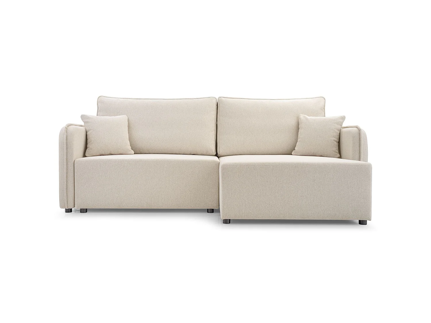 Canapé d'angle convertible 3 places en tissu beige KASSIAN