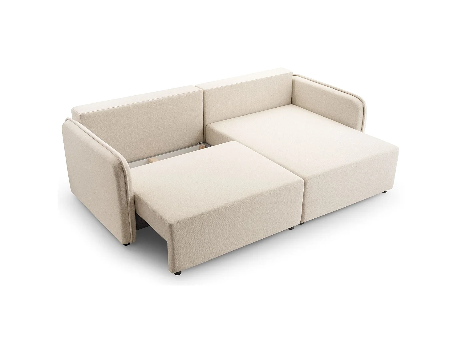 Canapé d'angle convertible 3 places en tissu beige KASSIAN