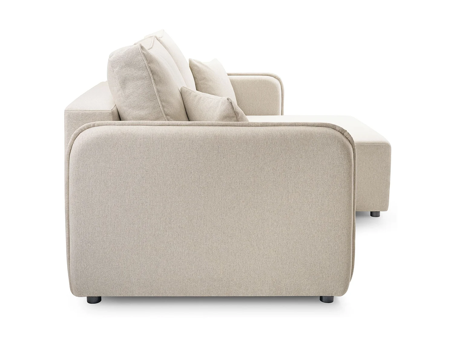 Canapé d'angle convertible 3 places en tissu beige KASSIAN