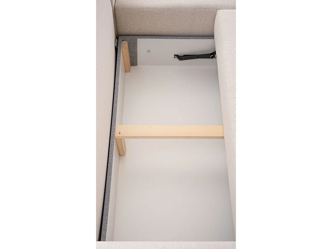 Canapé d'angle convertible 3 places en tissu beige KASSIAN