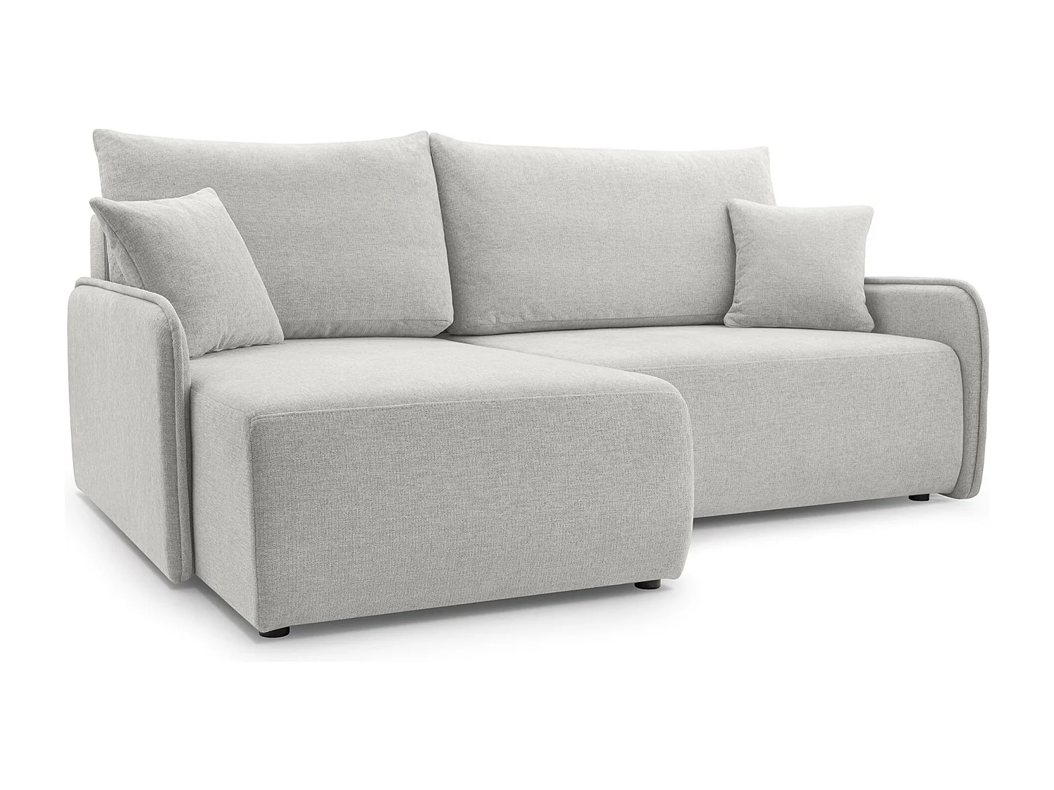 Ecksofa mit Schlaffunktion - Chenille - graubeige - links - NETARRO