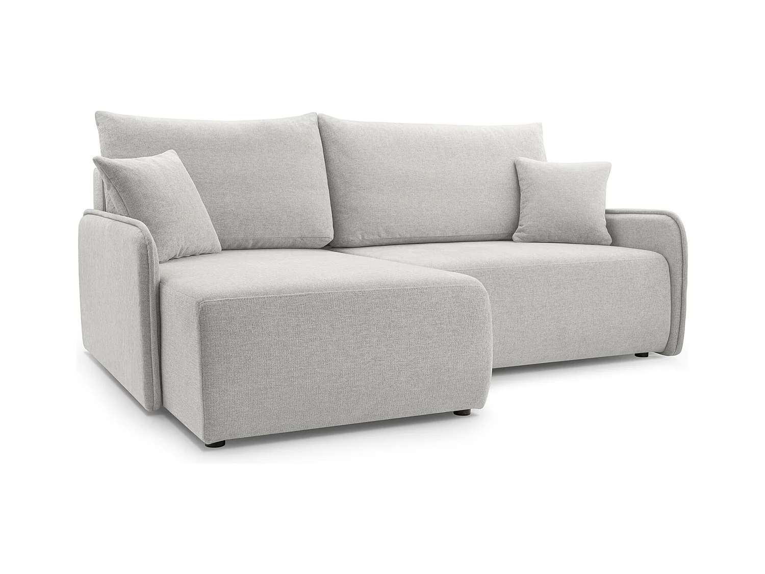 Canapé d'angle convertible – en tissu chenille gris-beige – côté gauche – NETARRO