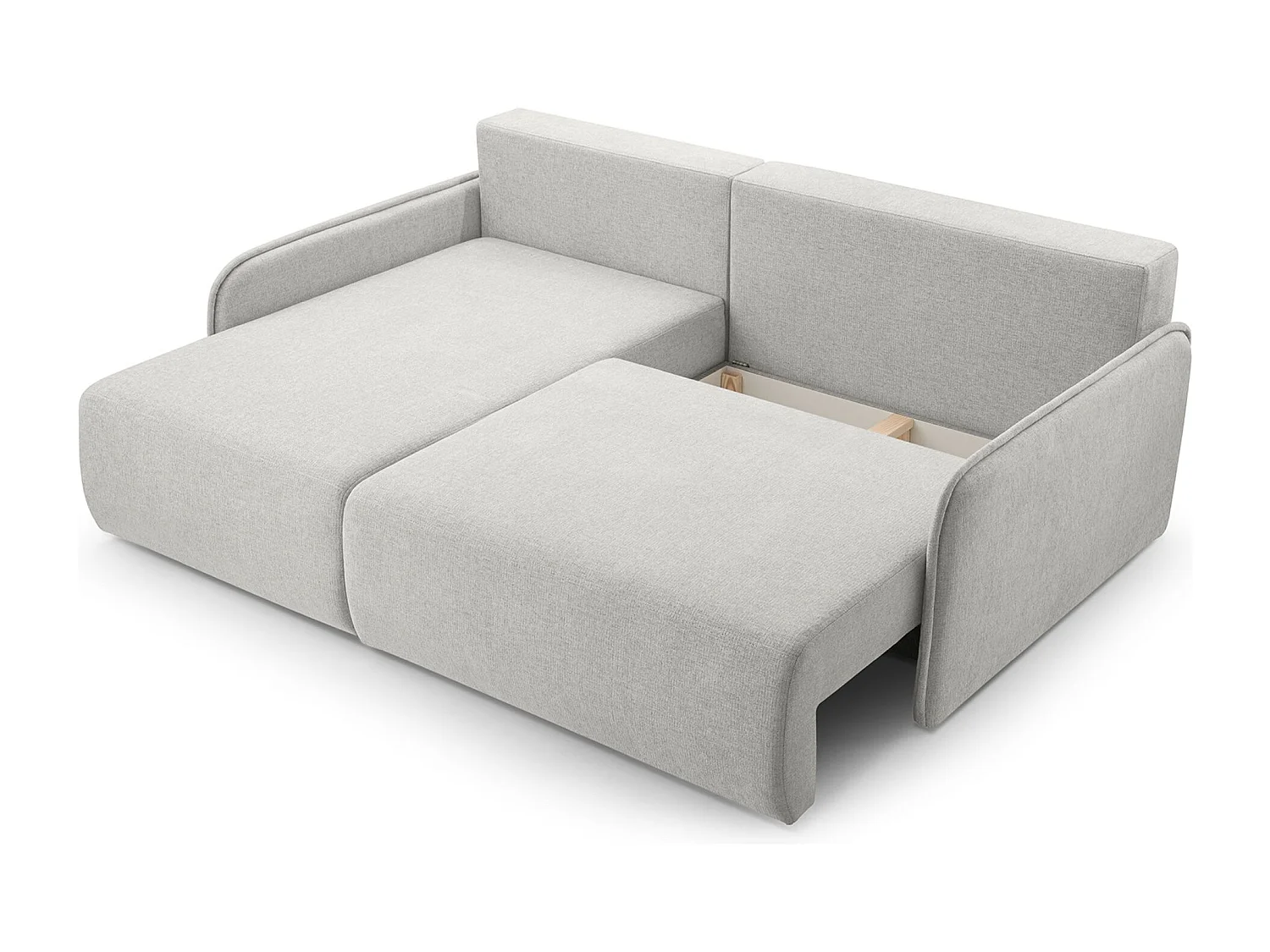 Ecksofa mit Schlaffunktion - Chenille - graubeige - links - NETARRO