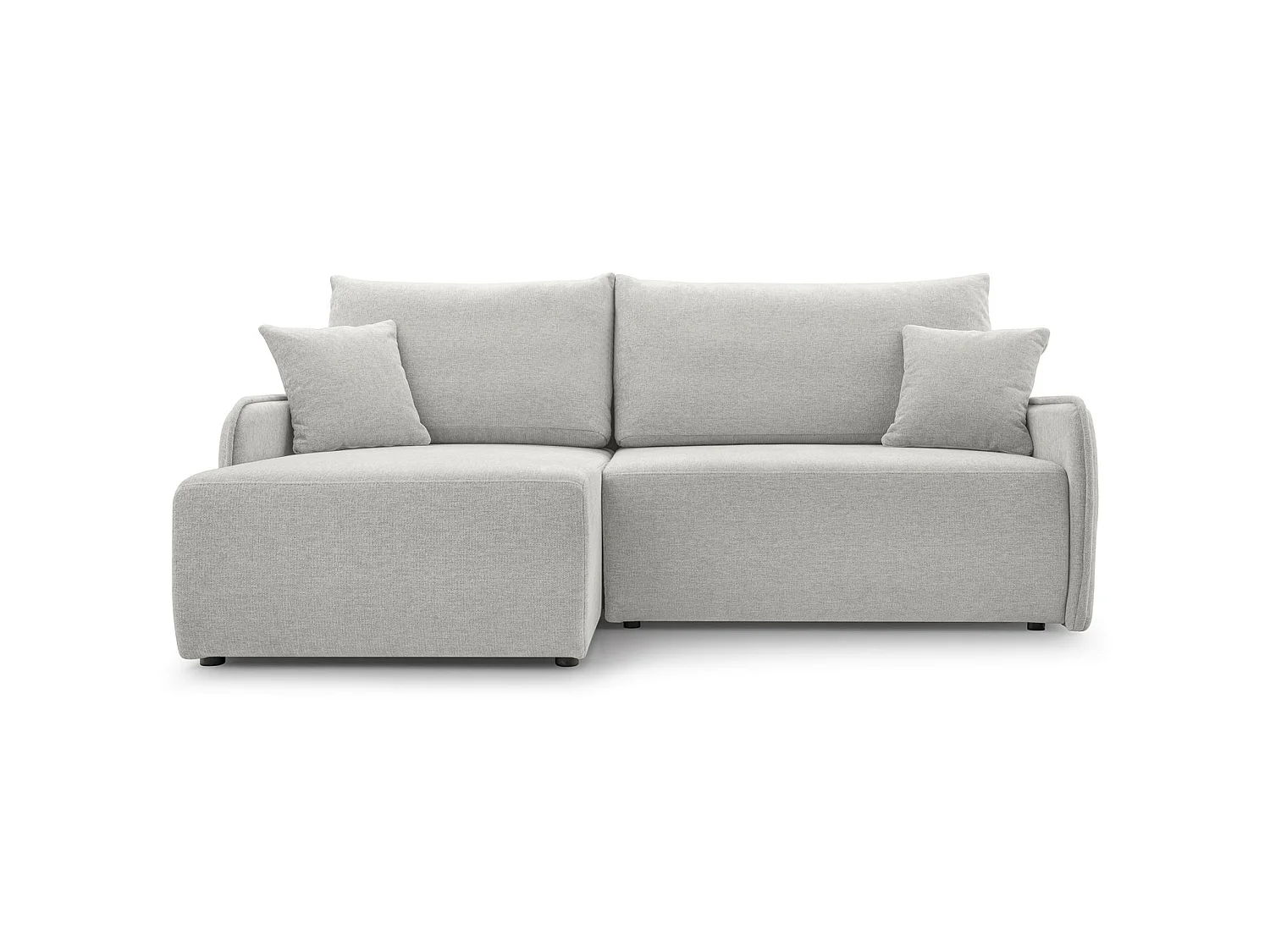 Canapé d'angle convertible 3 places en tissu chenille beige