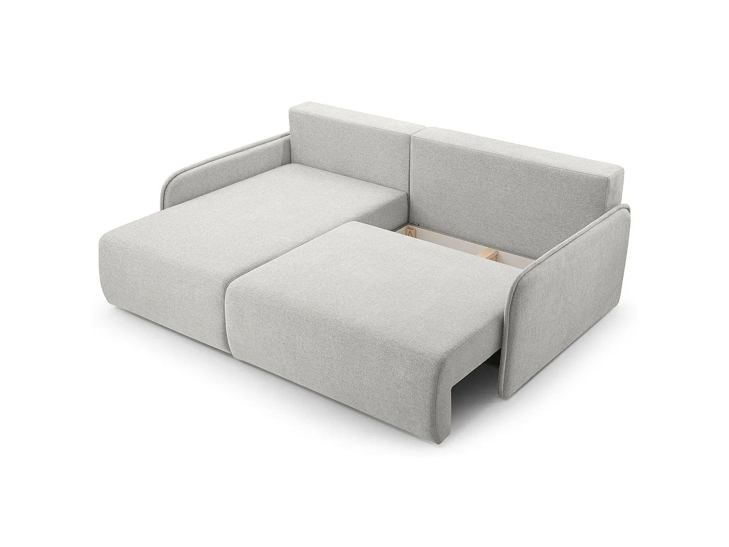 Canapé d'angle convertible 3 places en tissu chenille beige