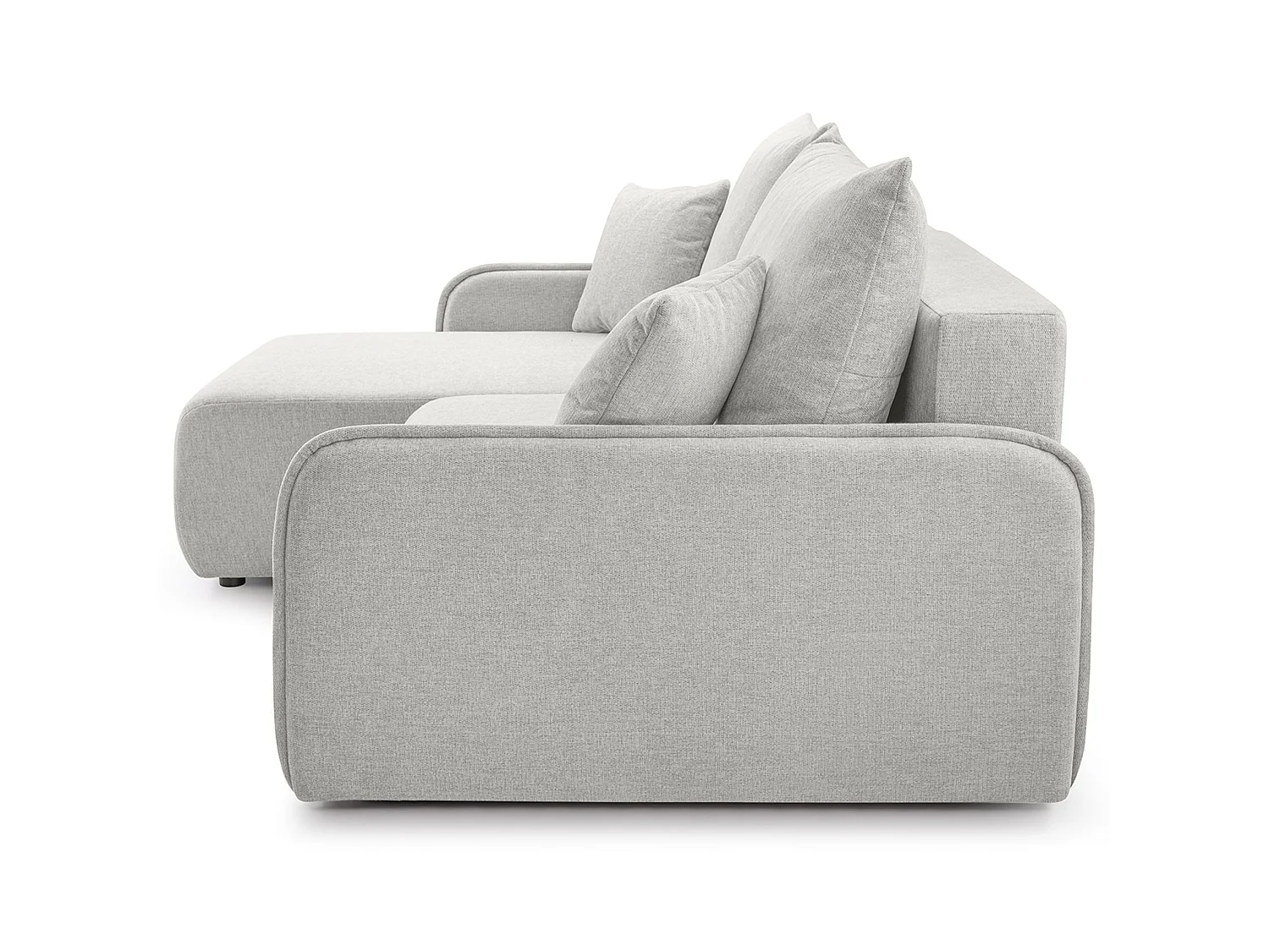 Canapé d'angle convertible 3 places en tissu chenille beige