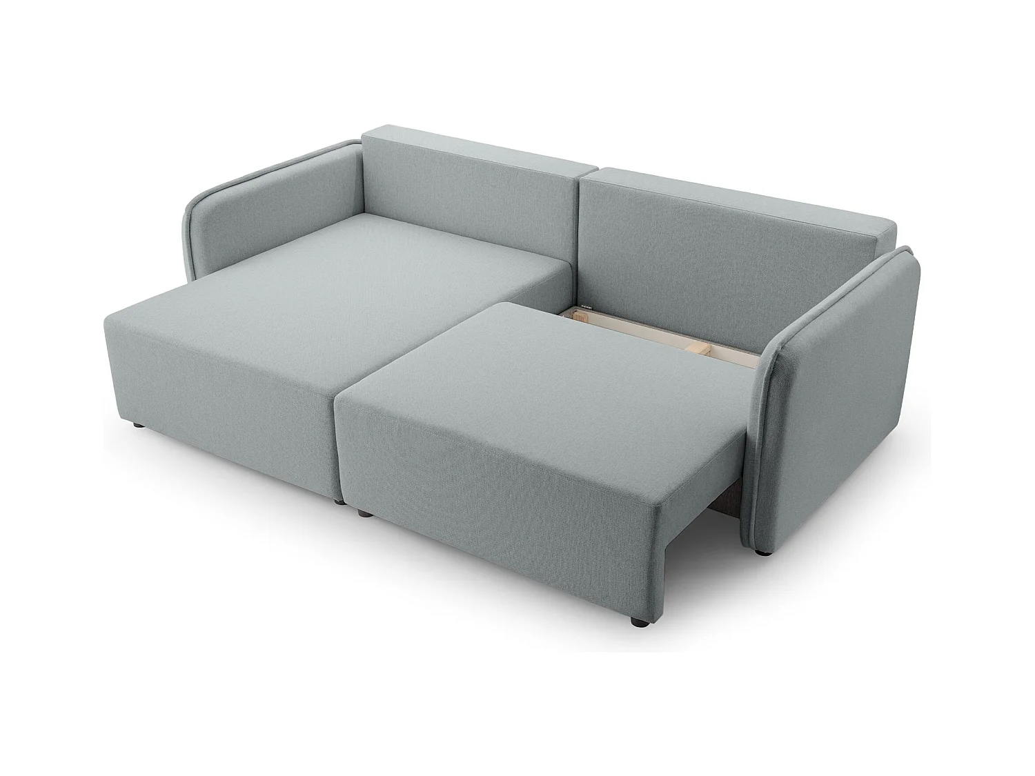 Ecksofa mit Schlaffunktion - Bettkasten - hellgrau - links - KASSIAN