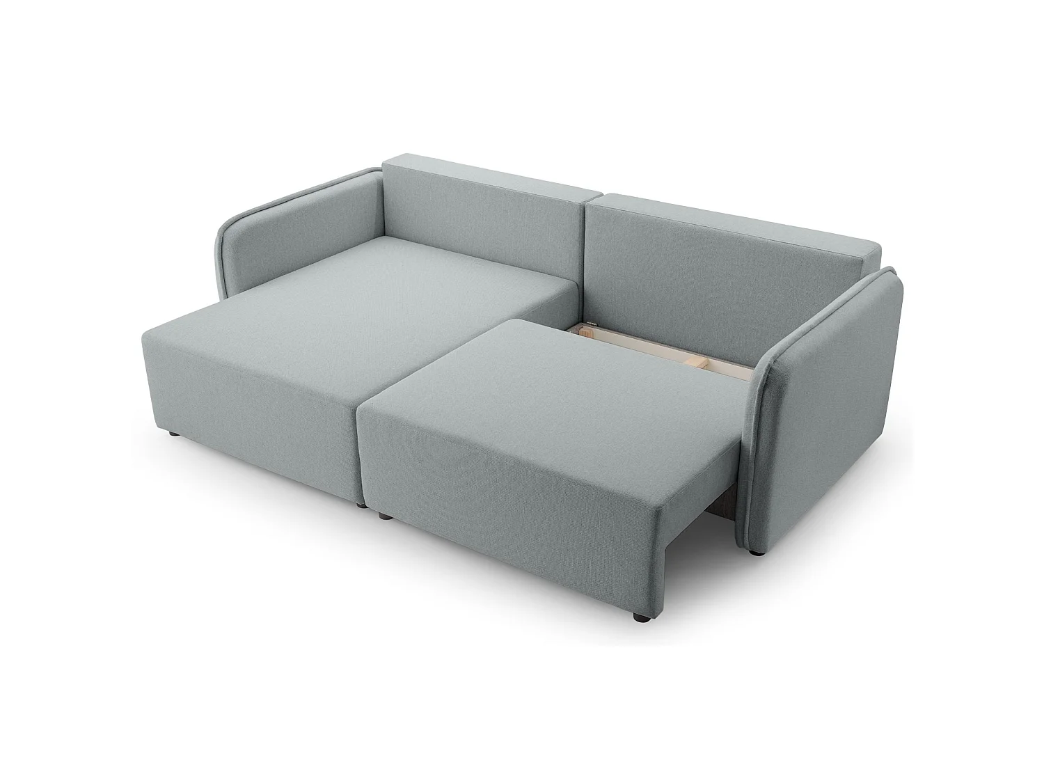 Canapé d'angle convertible 3 places en tissu gris clair KASSIAN