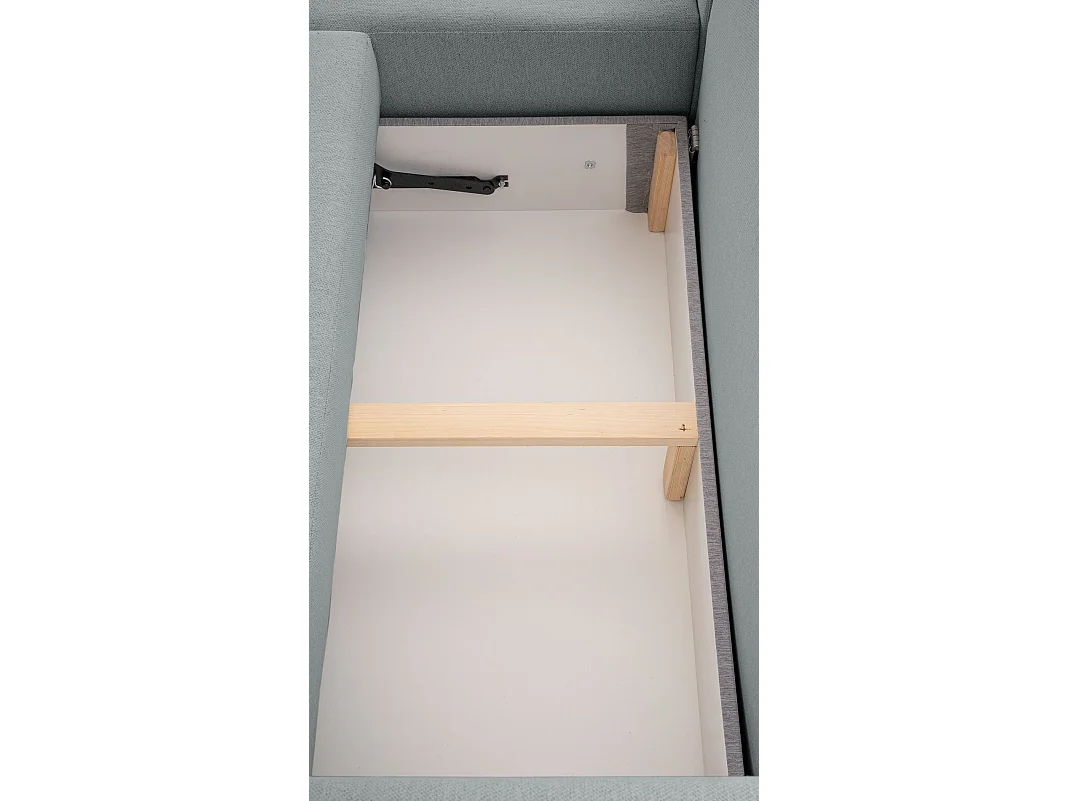 Canapé d'angle convertible 3 places en tissu gris clair KASSIAN