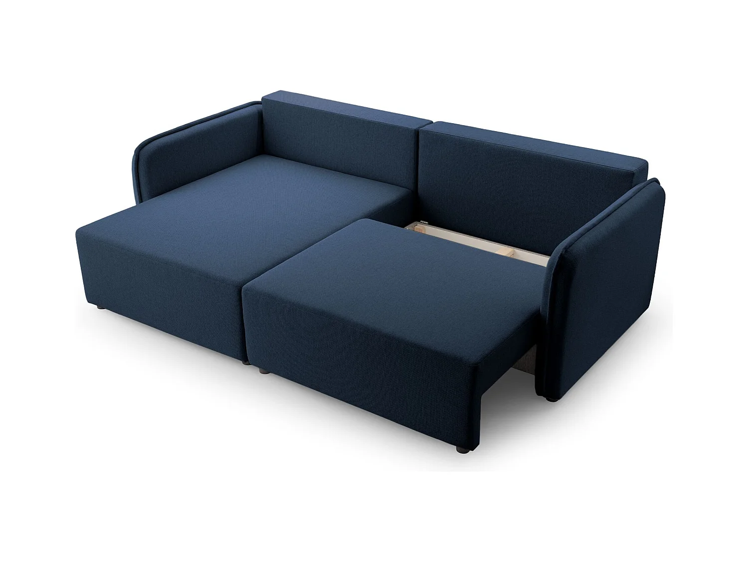 Canapé d'angle convertible – bleu marine – côté gauche – KASSIAN