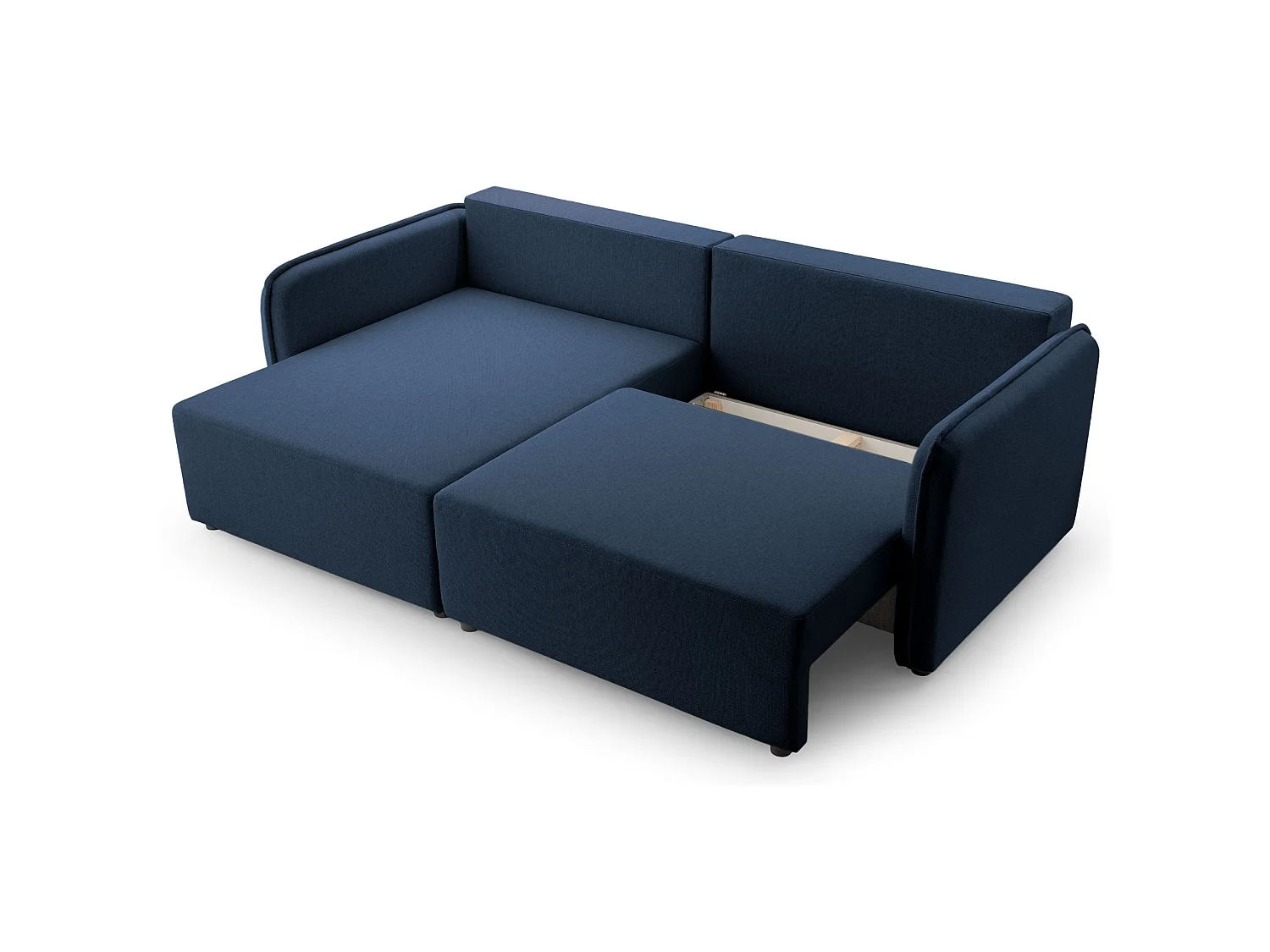 Canapé d'angle convertible 3 places en tissu bleu KASSIAN