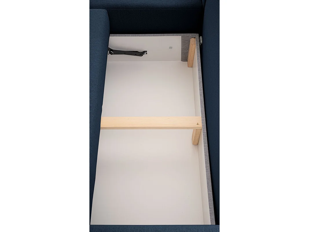 Canapé d'angle convertible 3 places en tissu bleu KASSIAN