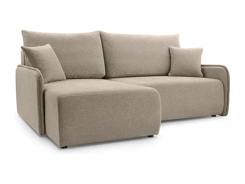 Canapé d'angle convertible – en tissu chenille beige foncé – côté gauche – NETARRO