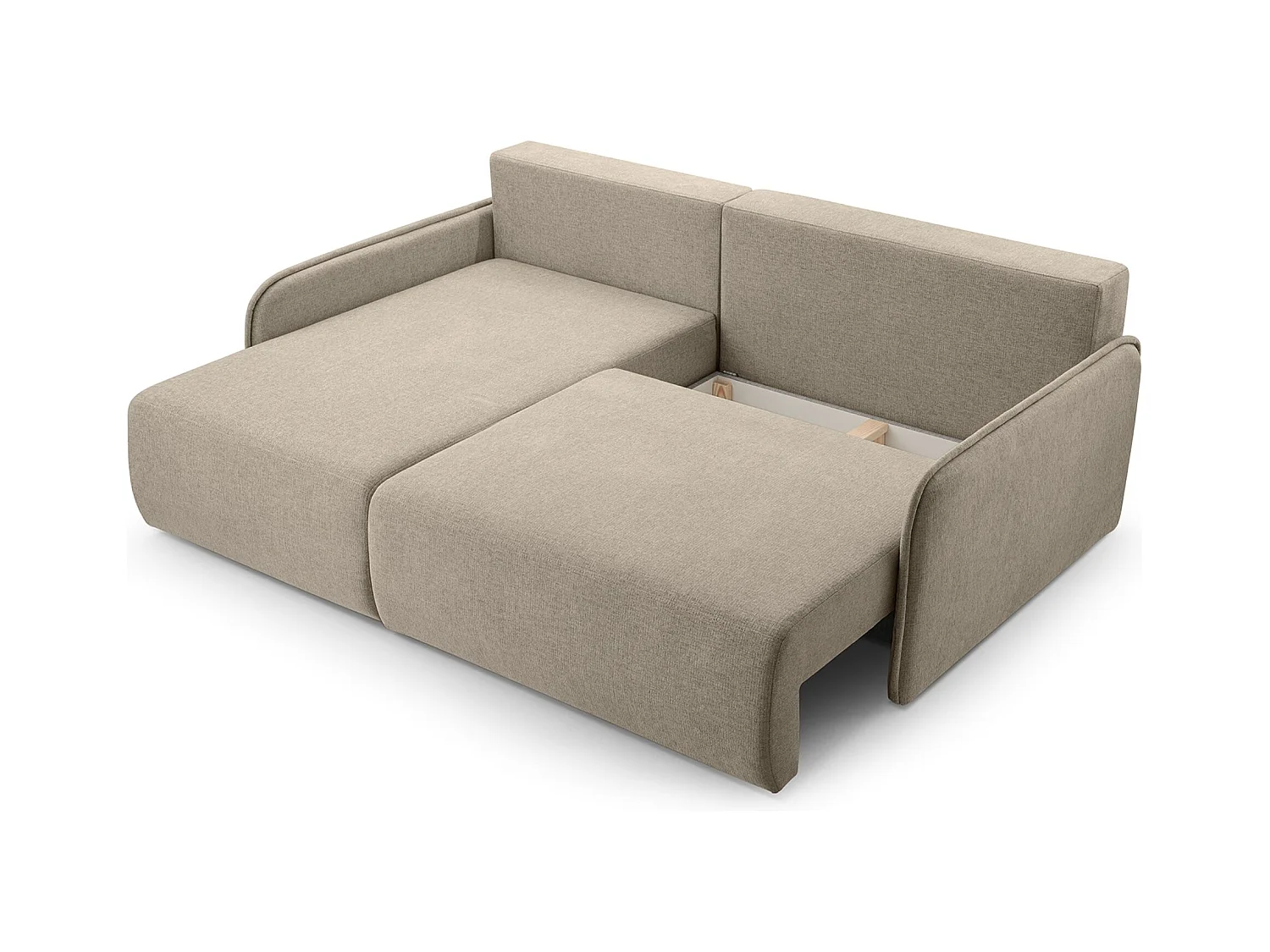 Canapé d'angle convertible – en tissu chenille beige foncé – côté gauche – NETARRO
