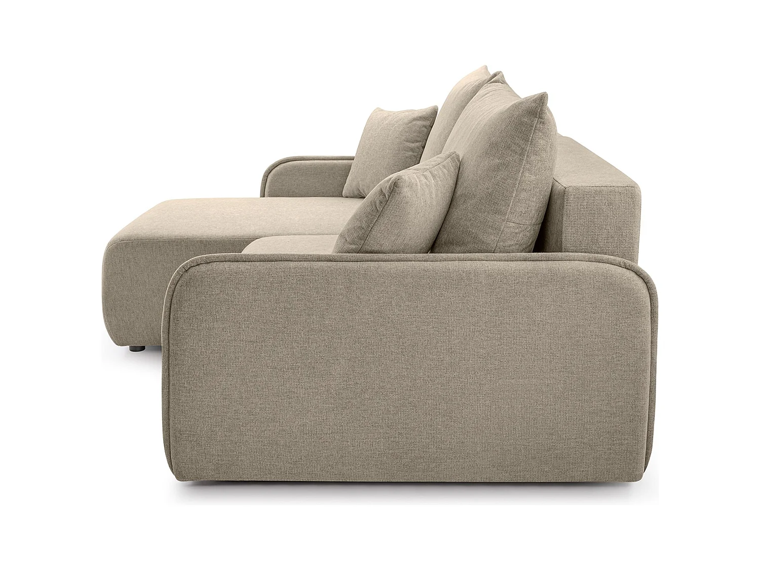 Canapé d'angle convertible – en tissu chenille beige foncé – côté gauche – NETARRO