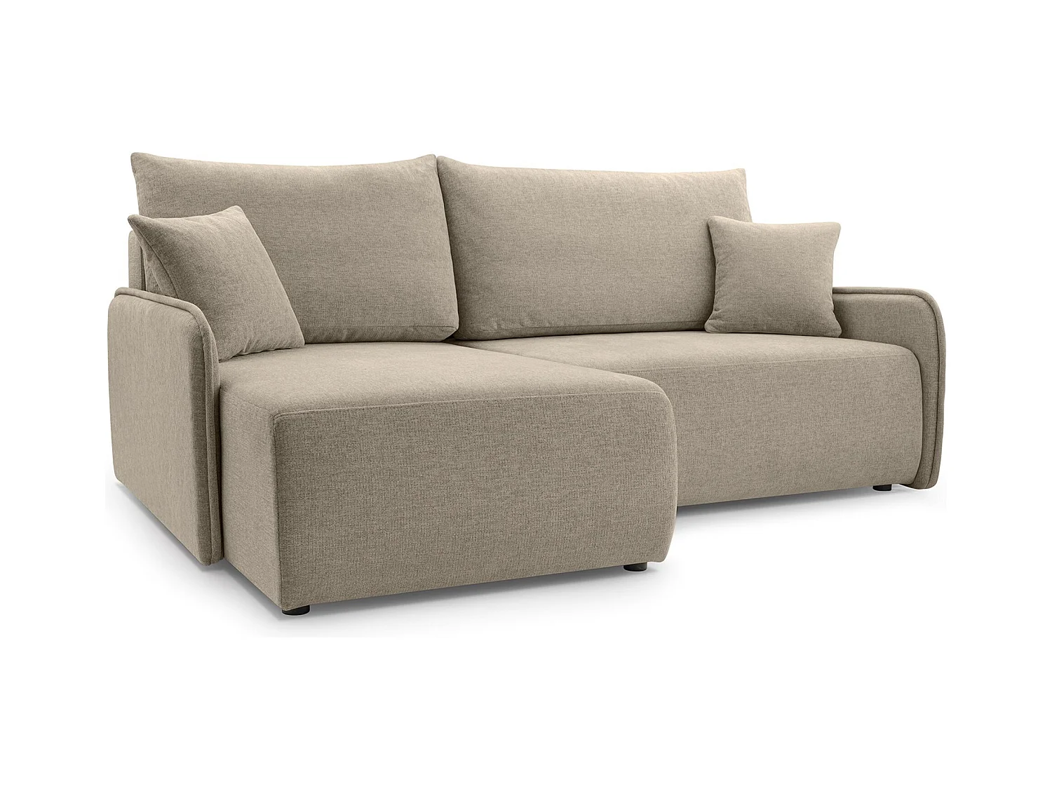Canapé d'angle convertible – en tissu chenille beige foncé – côté gauche – NETARRO